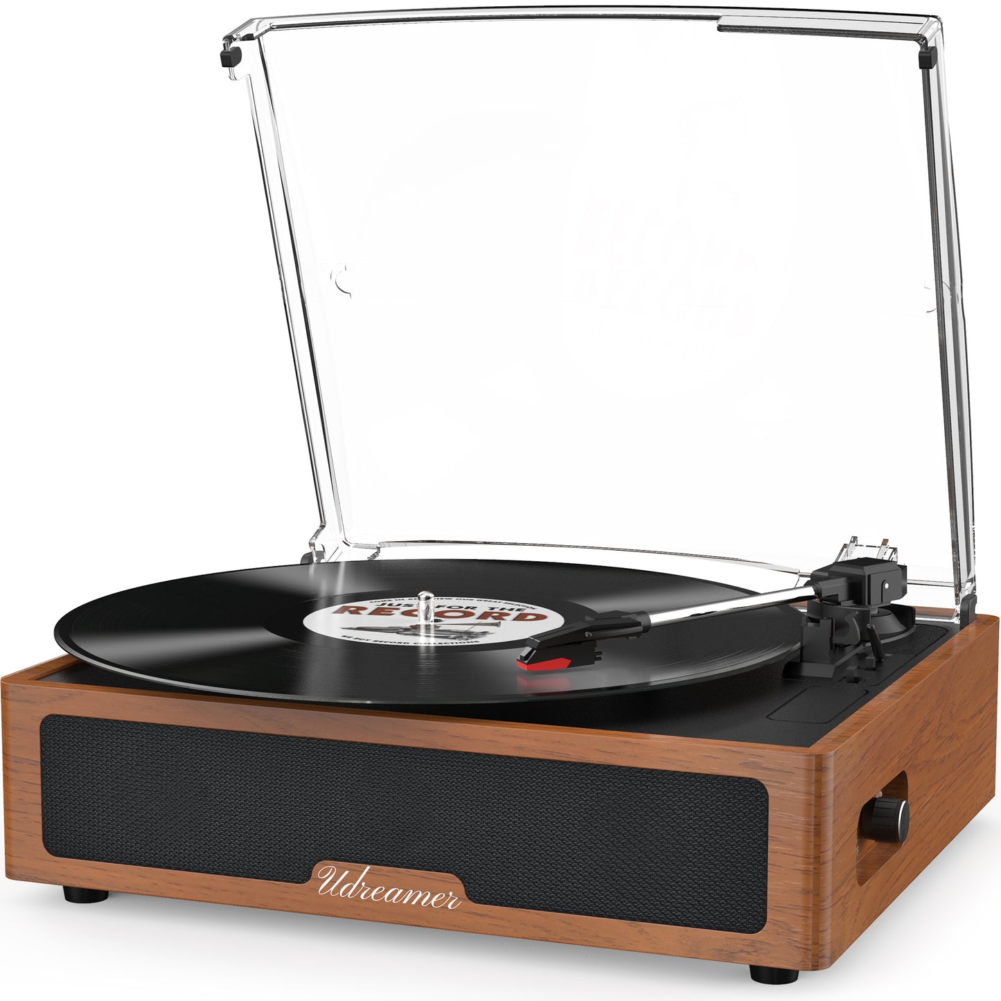 Udreamer Vinyl Record Player with Bluetooth, All In One 3-Speed Vintage Audio Turntables,Yellow