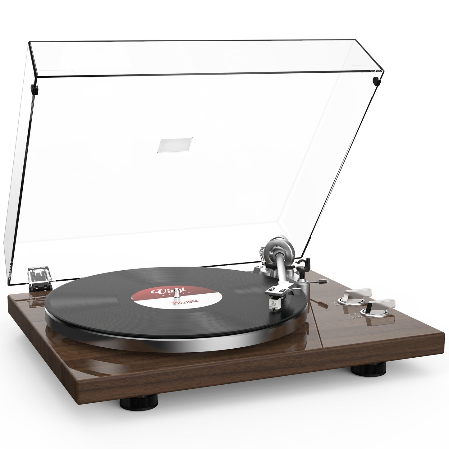 Udreamer Vinyl Record Player Turntable with Wireless Bluetooth,Vintage Audio Turntables,Supports Bluetooth, RCA Line, USB,Brown