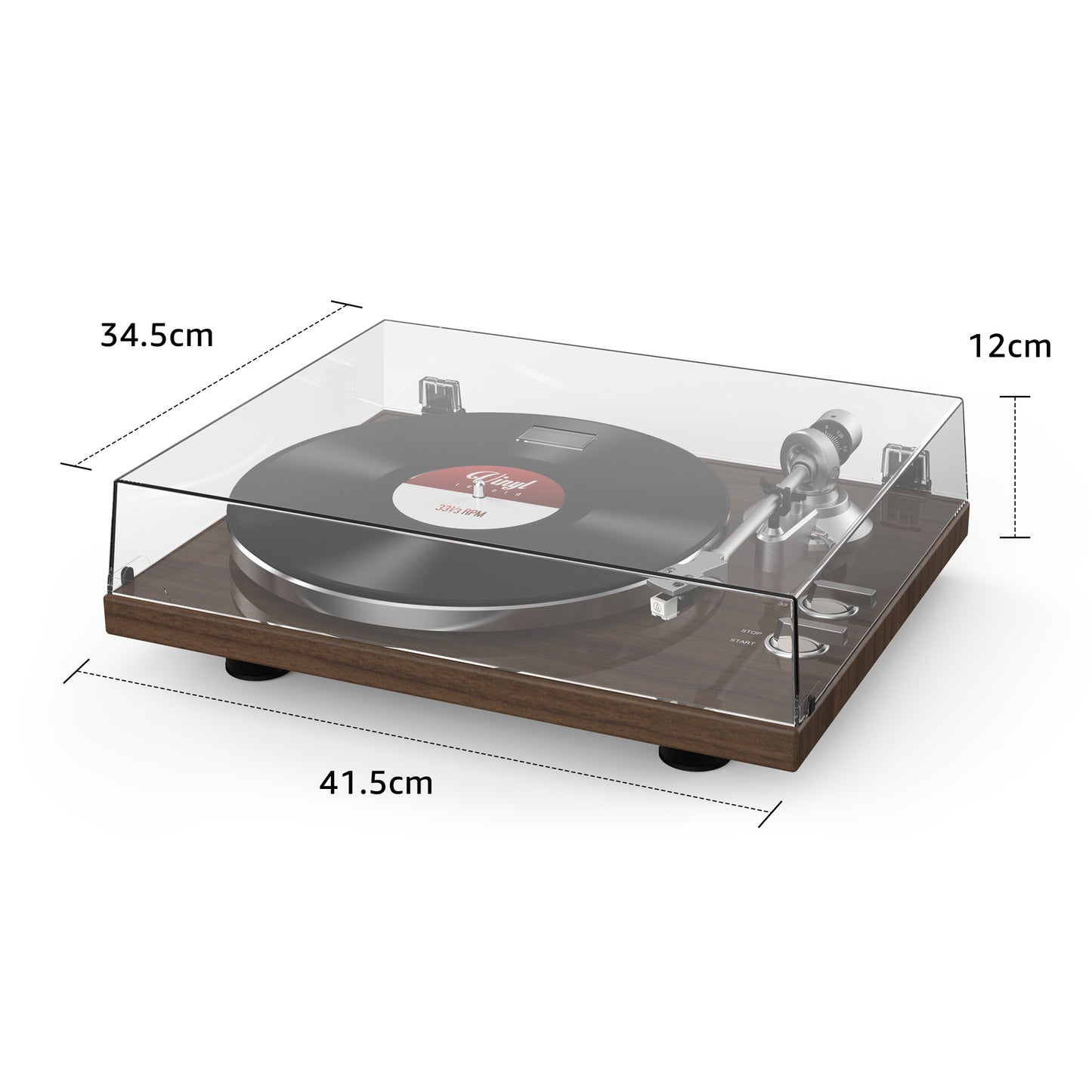 Udreamer Vinyl Record Player Turntable with Wireless Bluetooth,Vintage Audio Turntables,Supports Bluetooth, RCA Line, USB,Brown