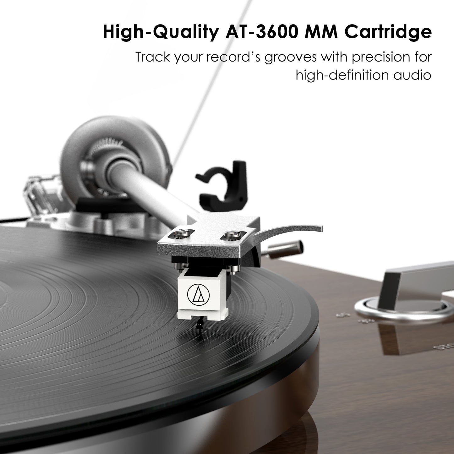 Udreamer Vinyl Record Player Turntable with Wireless Bluetooth,Vintage Audio Turntables,Supports Bluetooth, RCA Line, USB,Brown
