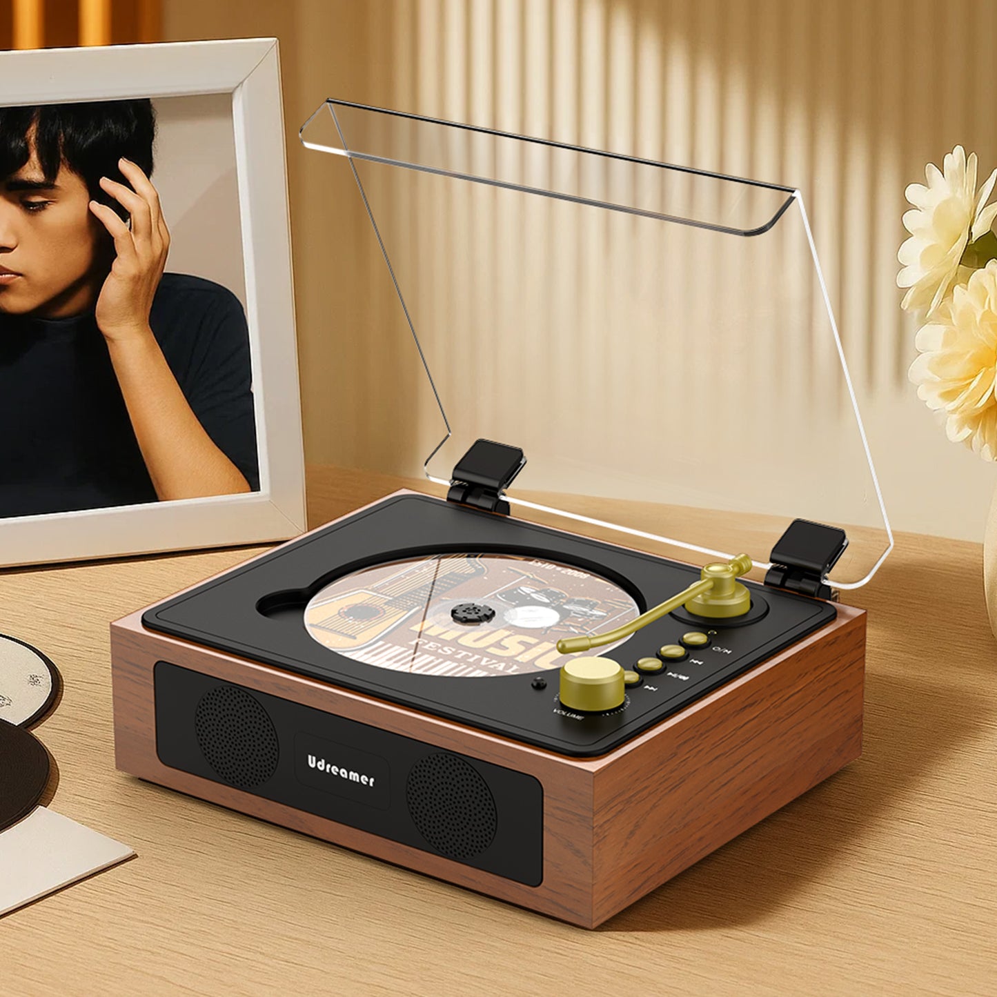 Udreamer CD Players for Home,Portable CD Boombox, Digital Portable CD Player with Bluetooth Hi-Fi Stereo Sound,Remote Control, Support AUX/USB, Headphone Jack, Black