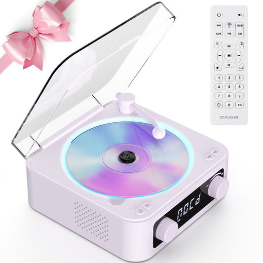 Udreamer Portable CD Players for Home Stereos, Home CD player Portable,CD player with Bluetooth,FM,Stereo Speakers | Purple