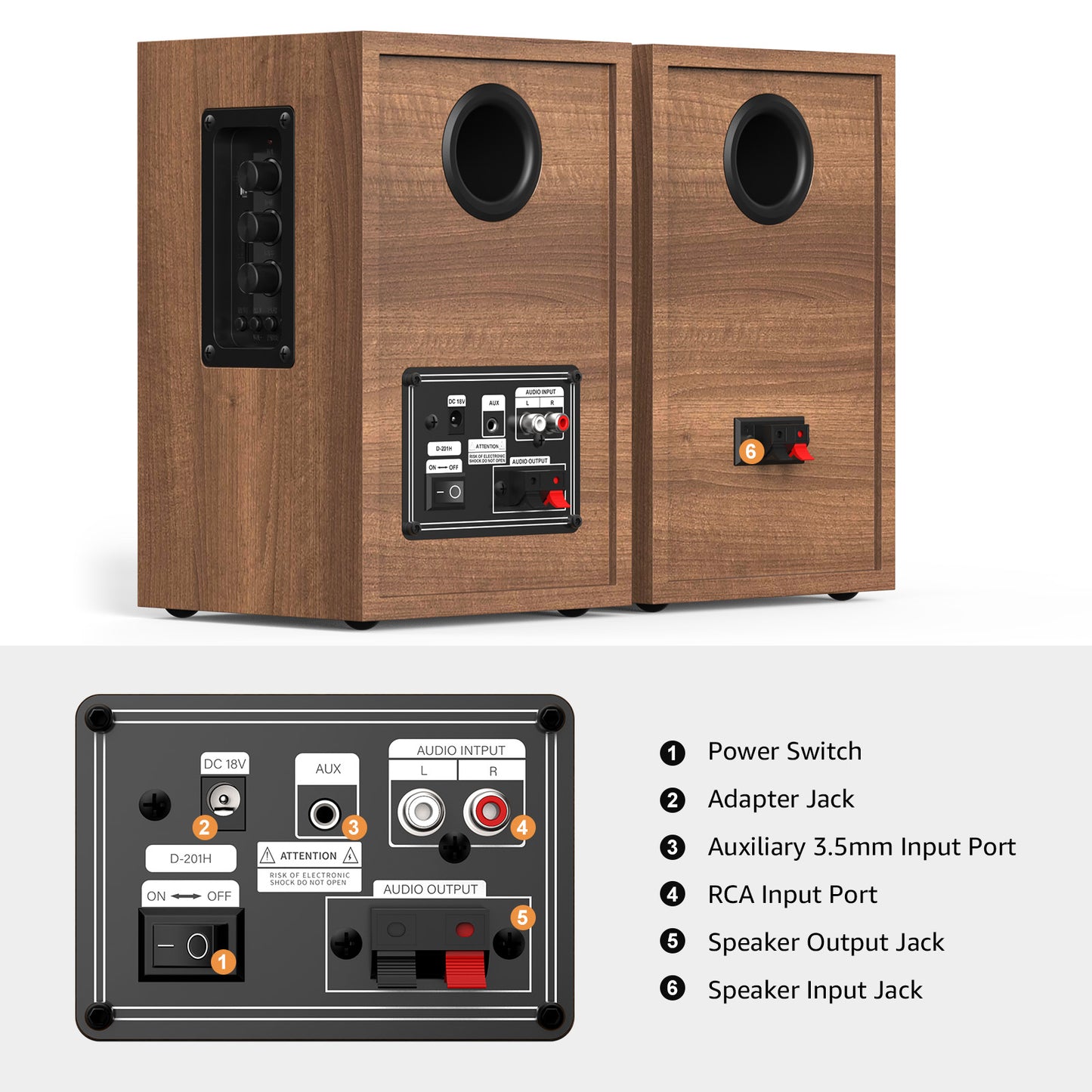 Bookself Stero Bookshelf Speakers Bluetooth Speaker for Record Player Wireless Speakers with Remote Control