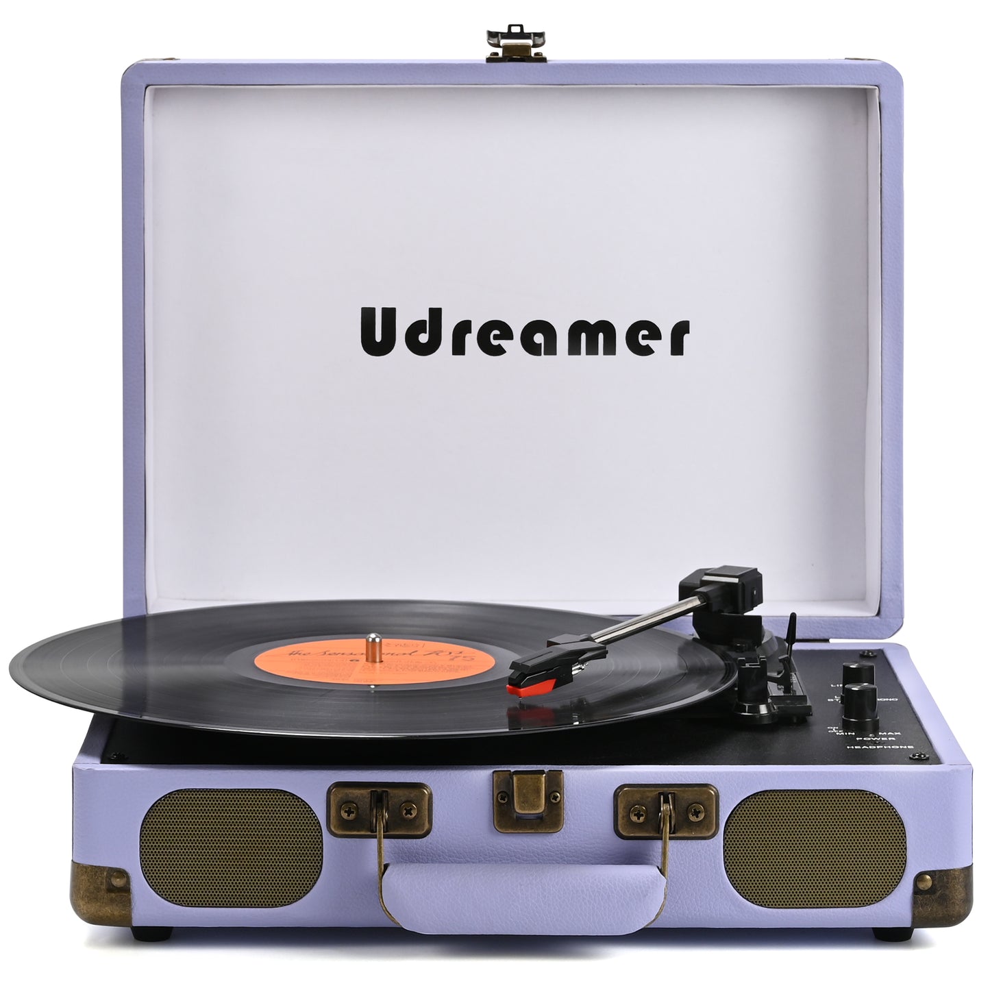Udreamer Vinyl Record Player Turntable with Bluetooth,3-Speed Portable Vintage Audio Turntables,Black