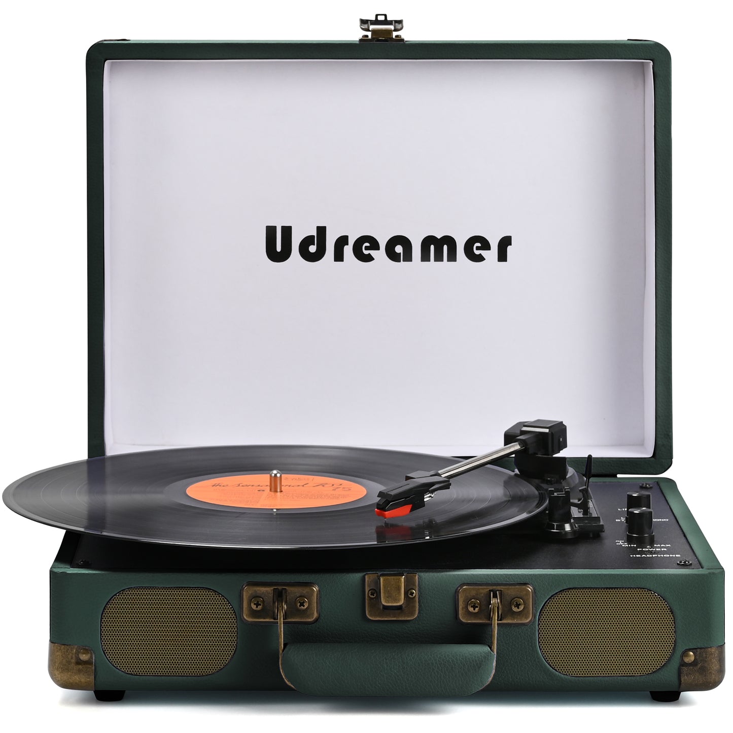 Udreamer Vinyl Record Player Turntable with Bluetooth,3-Speed Portable Vintage Audio Turntables,Black