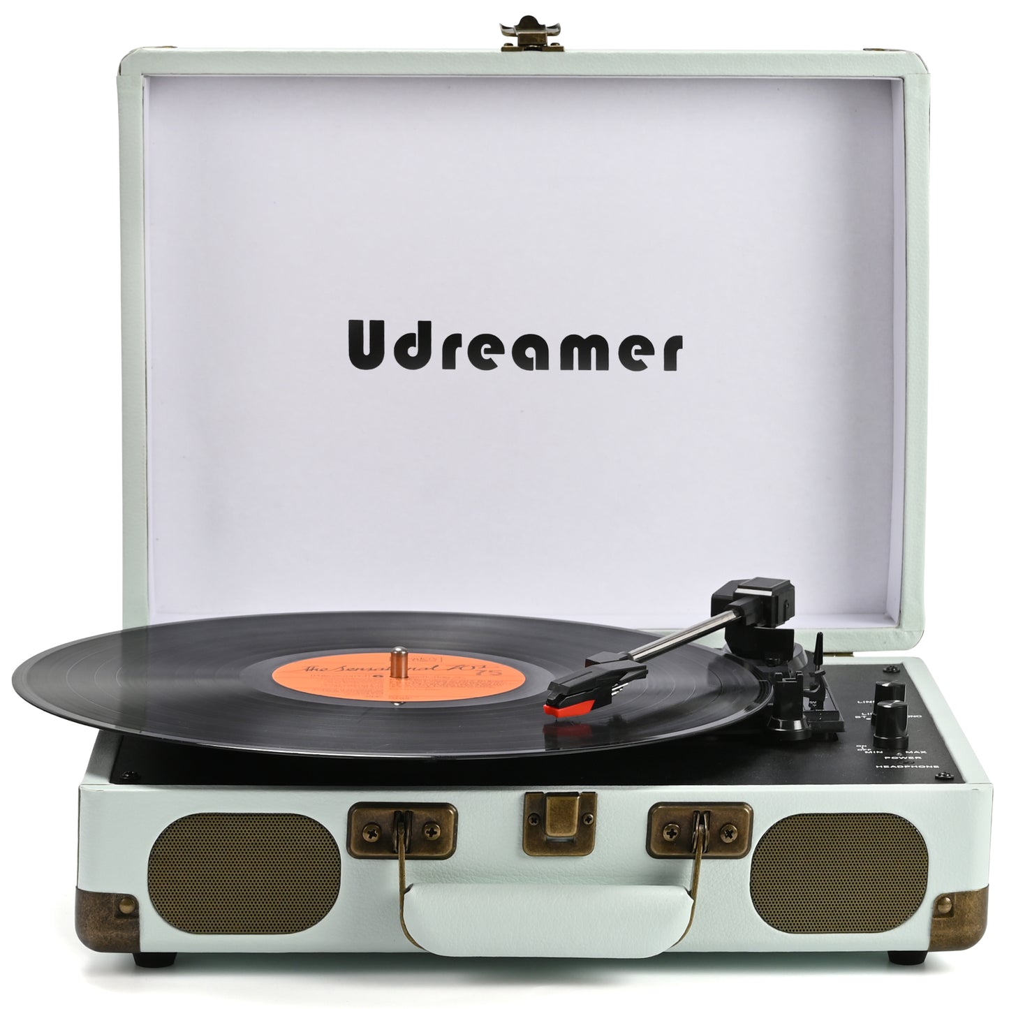 Udreamer Vinyl Record Player 3-Speed Turntable with Bluetooth,Suitcase Portable Vintage Audio Turntables,Black