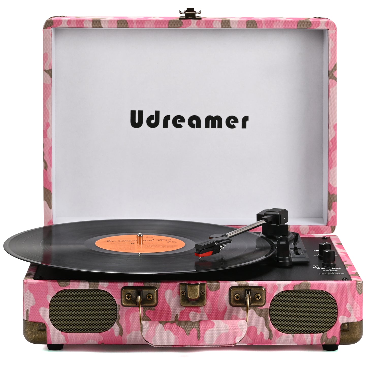 Udreamer Vinyl Record Player Turntable with Bluetooth,3-Speed Portable Vintage Audio Turntables,Black