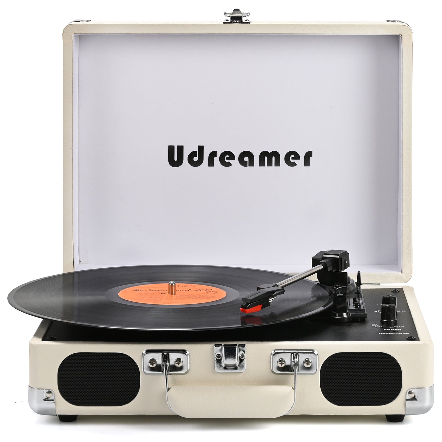Udreamer Vinyl Record Player Turntable with Bluetooth,3-Speed Portable Vintage Audio Turntables,Black