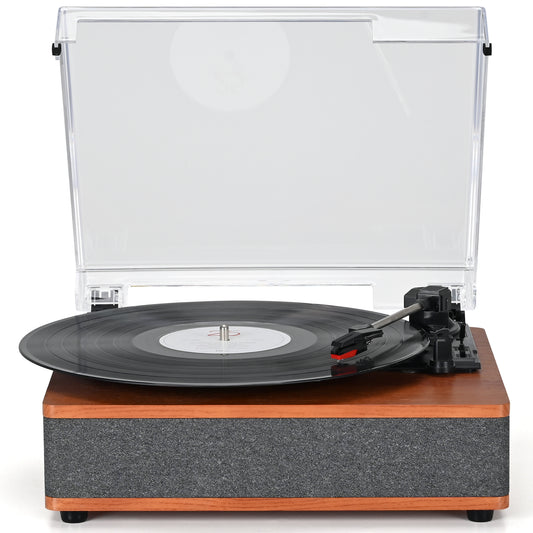 Udreamer Vinyl Record Player with Speakers & 3-Speed and Wireless Bluetooth,Vintage Audio Turntables | Gray