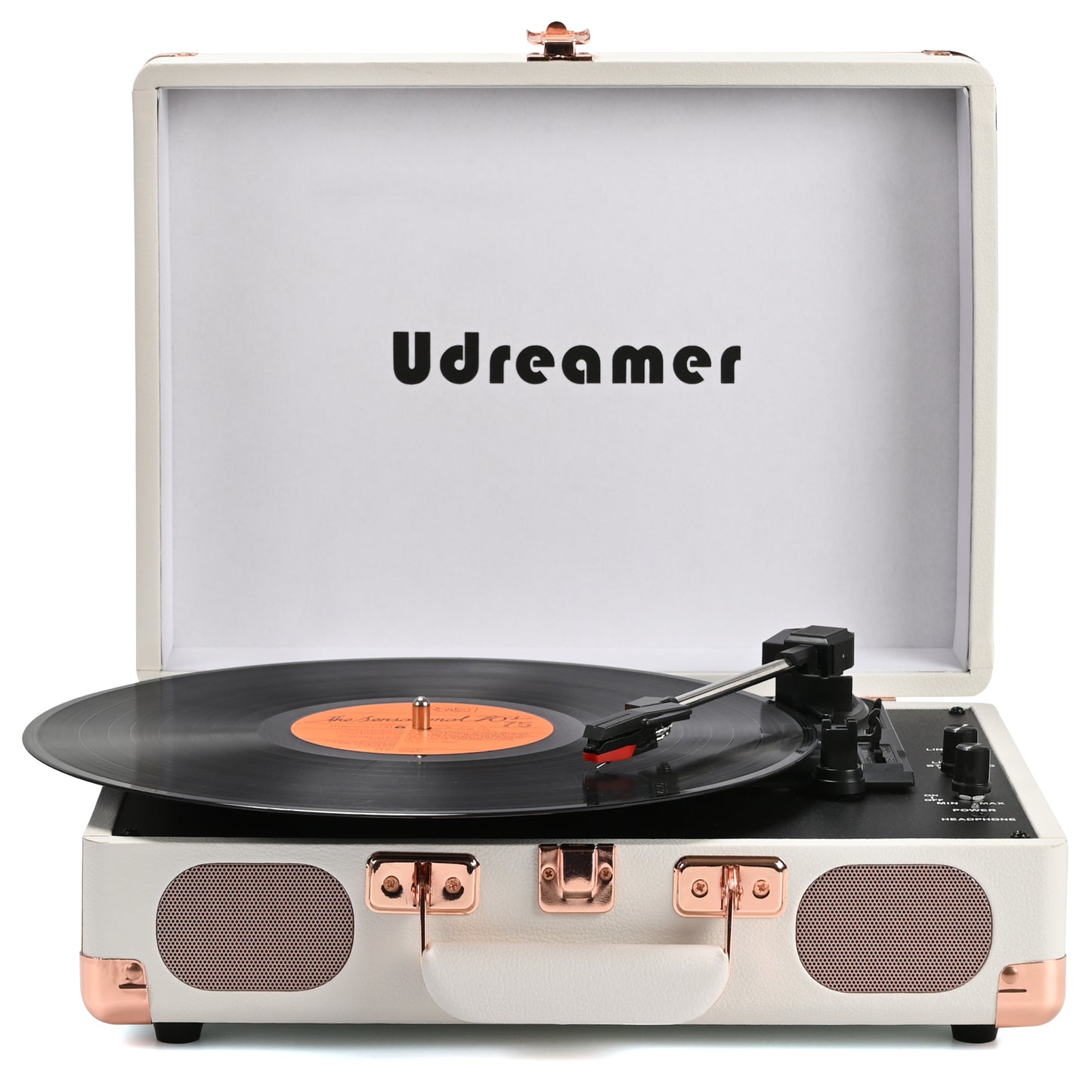 Udreamer Vinyl Record Player Turntable with Bluetooth,3-Speed Portable Vintage Audio Turntables,Black