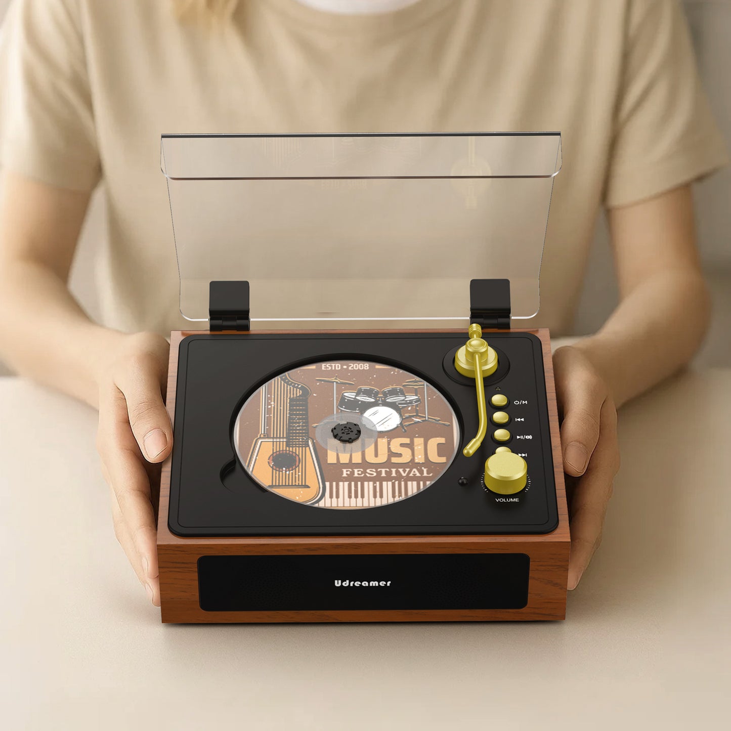 Udreamer CD Players for Home,Portable CD Boombox, Digital Portable CD Player with Bluetooth Hi-Fi Stereo Sound,Remote Control, Support AUX/USB, Headphone Jack, Black