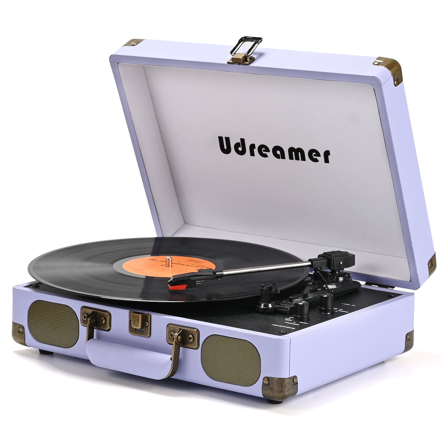 Udreamer Vinyl Record Player 3-Speed Turntable with Bluetooth,Suitcase Portable Vintage Audio Turntables,Black