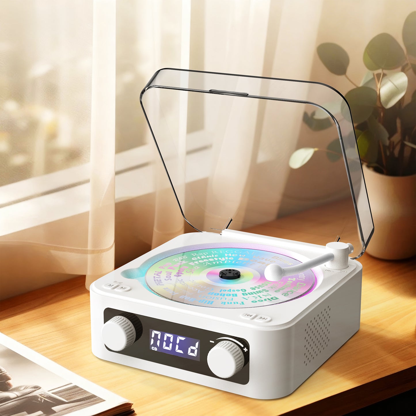 Udreamer CD Players for Home,Digital Portable CD Player with Bluetooth Hi-Fi Stereo Sound,Remote Control, Support AUX/USB, Headphone Jack,Lighting