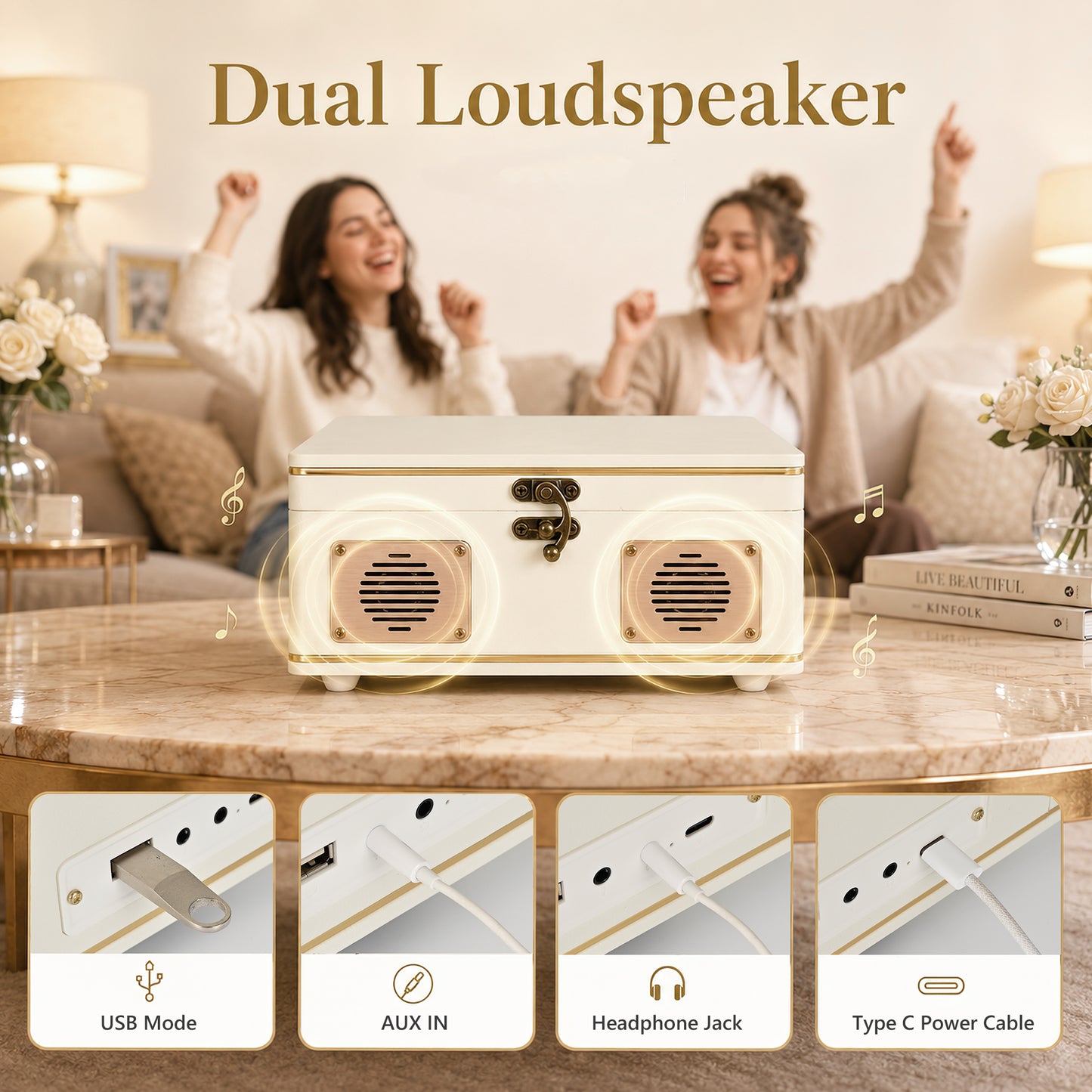 Udreamer Portable CD Players for Home Stereos, Home CD player Portable,CD player with Bluetooth,Stereos for Home | White