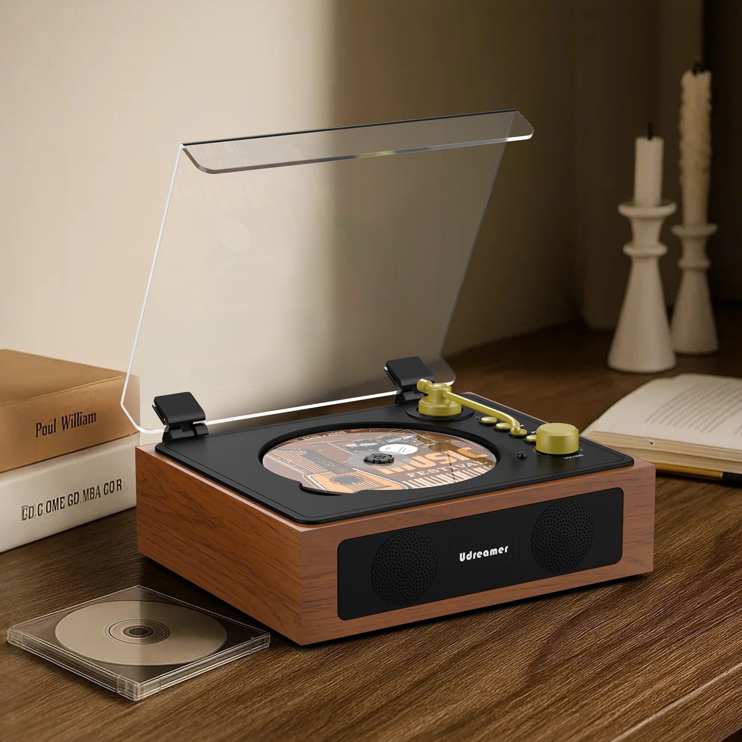 Udreamer CD Players for Home,Portable CD Boombox, Digital Portable CD Player with Bluetooth Hi-Fi Stereo Sound,Remote Control, Support AUX/USB, Headphone Jack, Black