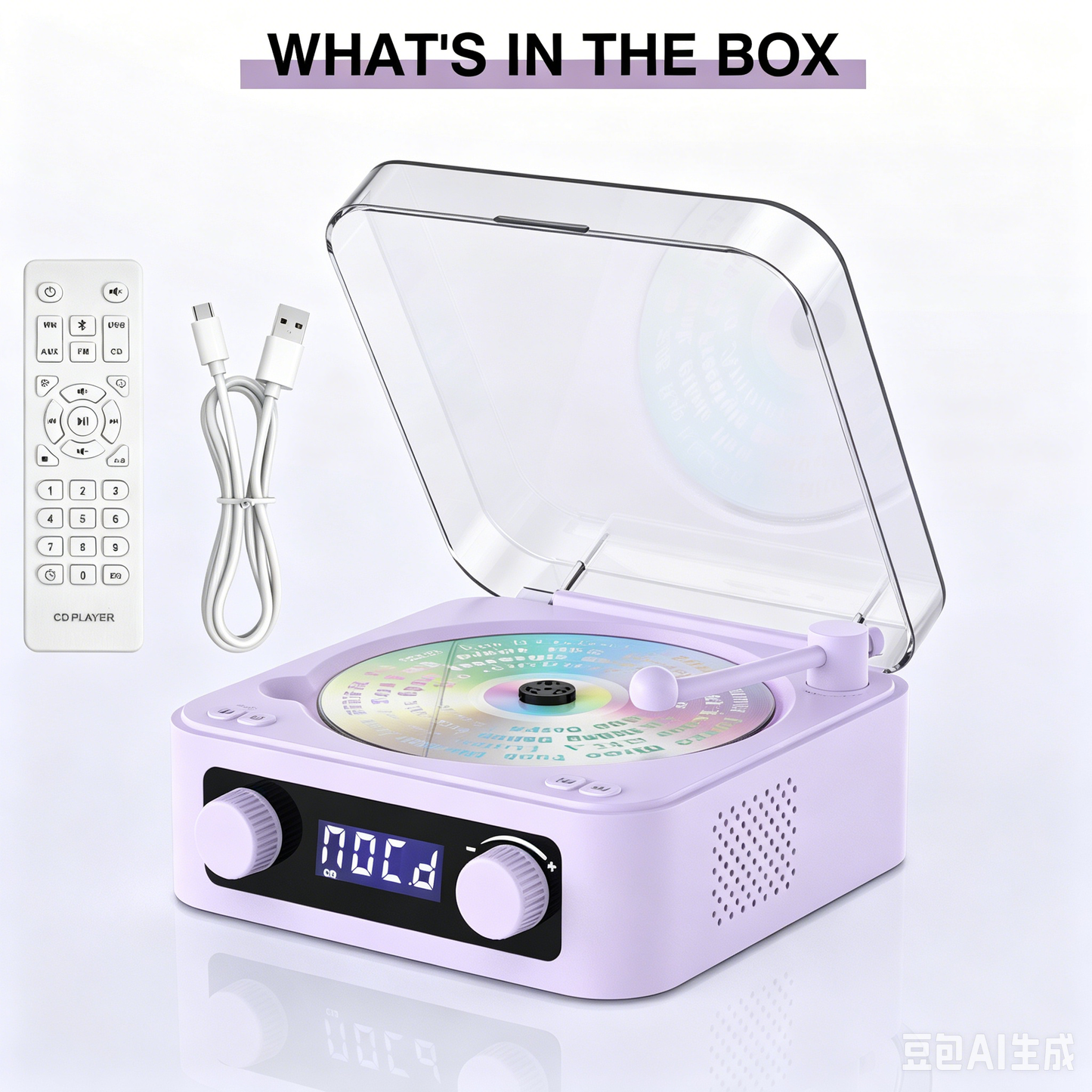 Udreamer Portable CD Players for Home Stereos, Home CD player Portable,CD player with Bluetooth,FM,Stereo Speakers | Purple