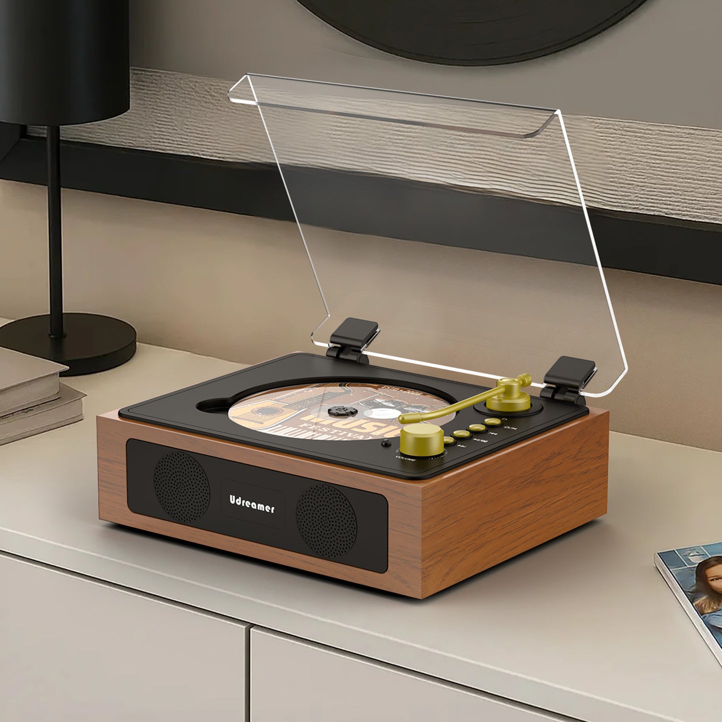 Udreamer CD Players for Home,Portable CD Boombox, Digital Portable CD Player with Bluetooth Hi-Fi Stereo Sound,Remote Control, Support AUX/USB, Headphone Jack, Black