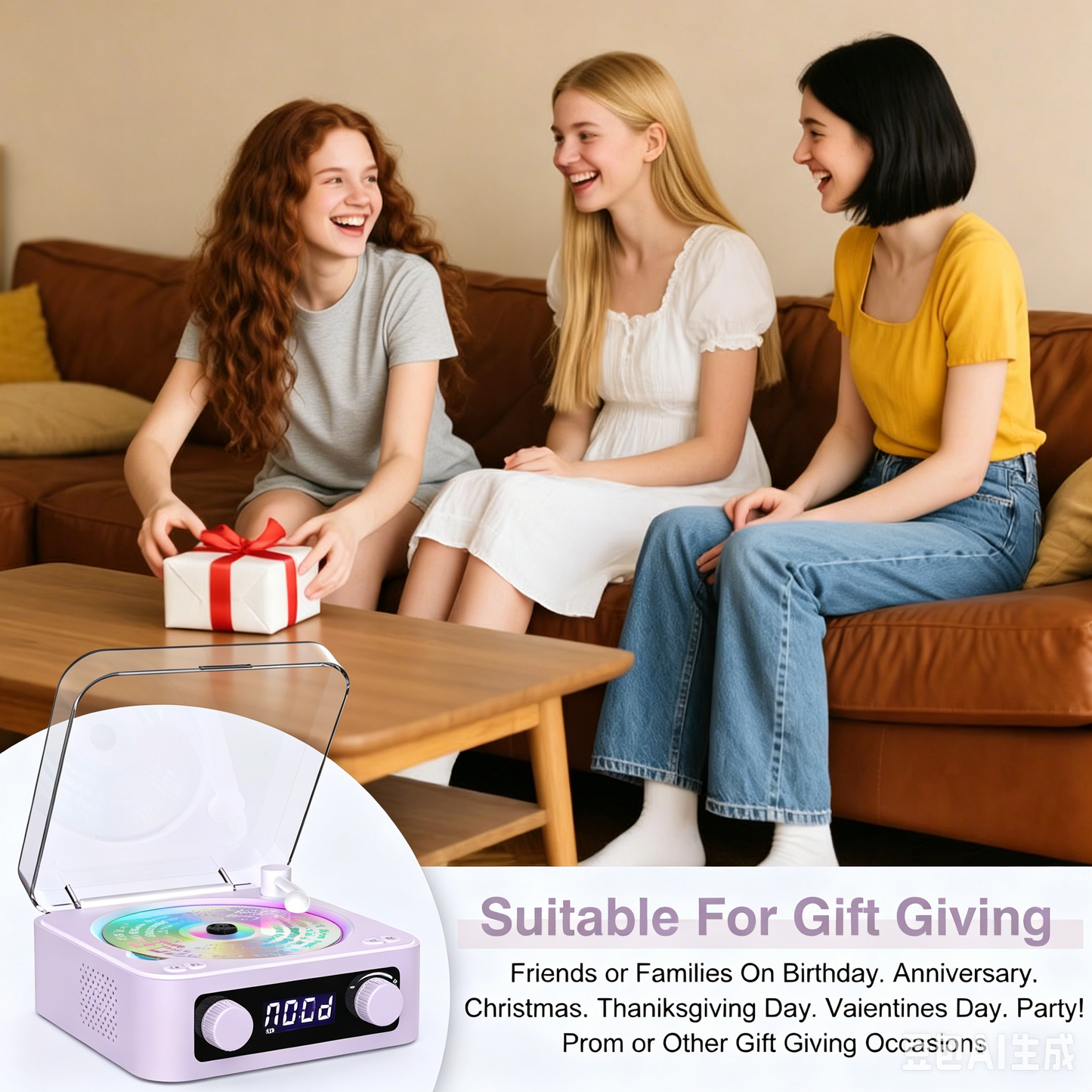 Udreamer Portable CD Players for Home Stereos, Home CD player Portable,CD player with Bluetooth,FM,Stereo Speakers | Purple