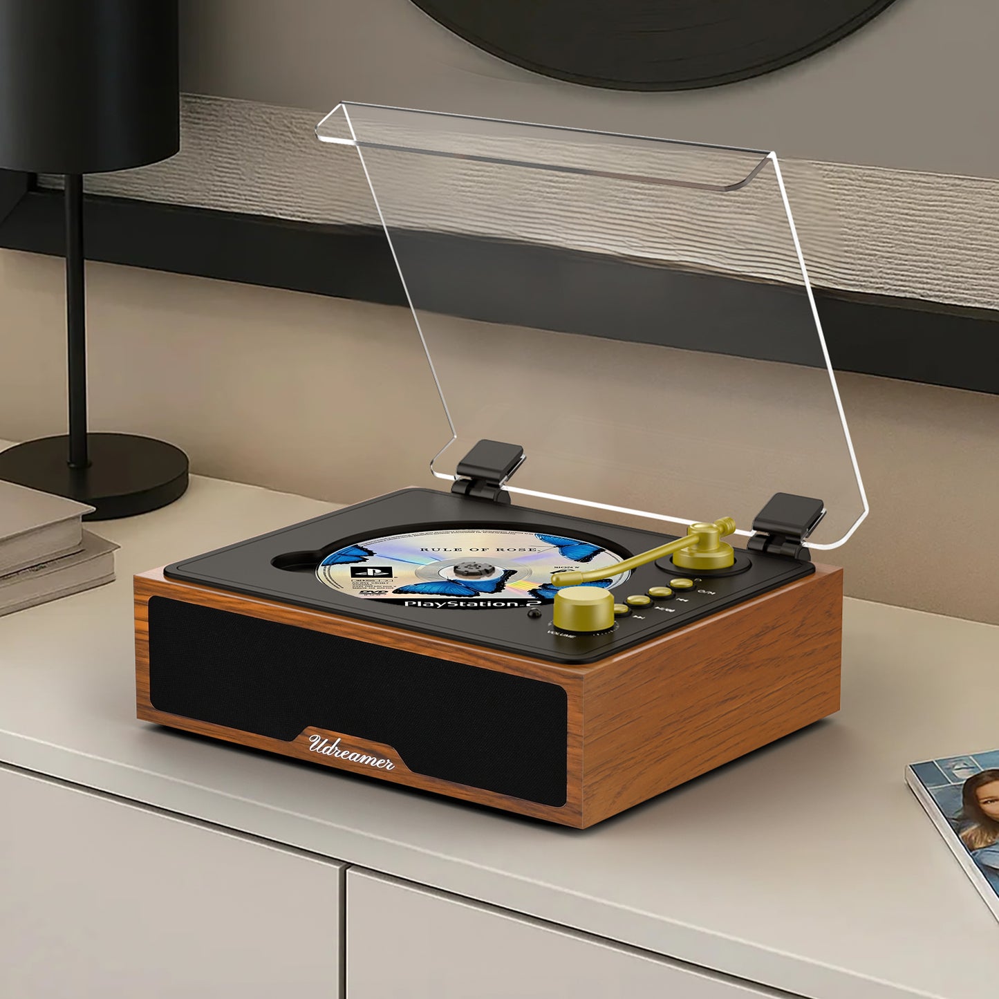 Udreamer Portable CD Players for Home, with Bluetooth &Hi-Fi Stereo Speakers,Remote Control | Black
