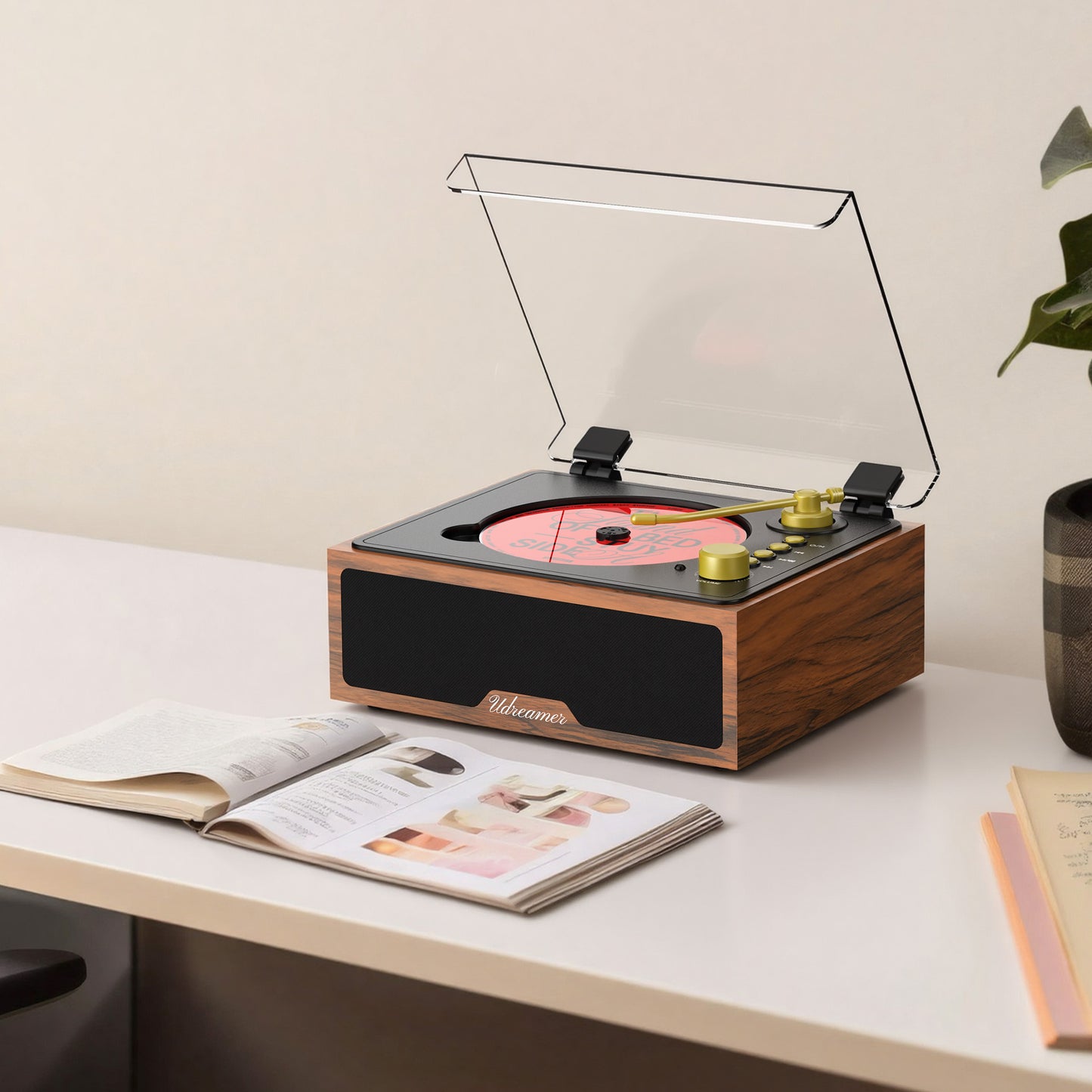 Udreamer Portable CD Players for Home, with Bluetooth &Hi-Fi Stereo Speakers,Remote Control | Black