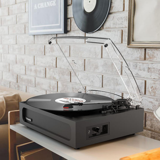 Udreamer Vinyl Record Player with Bluetooth, All In One 3-Speed Vintage Audio Turntables