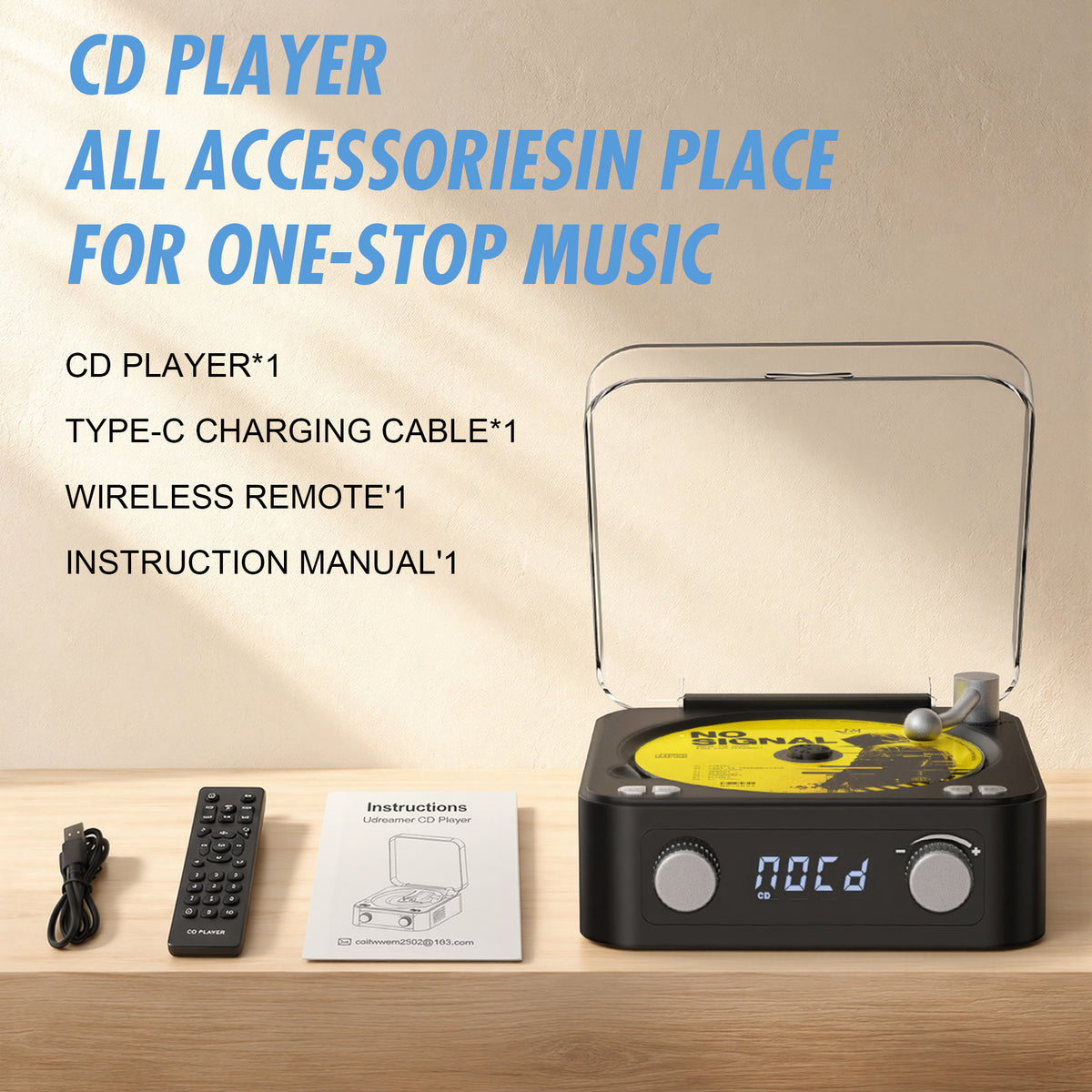 Udreamer CD Players for Home,Digital Portable CD Player with Bluetooth Hi-Fi Stereo Sound,Remote Control, Support AUX/USB, Headphone Jack,Purple