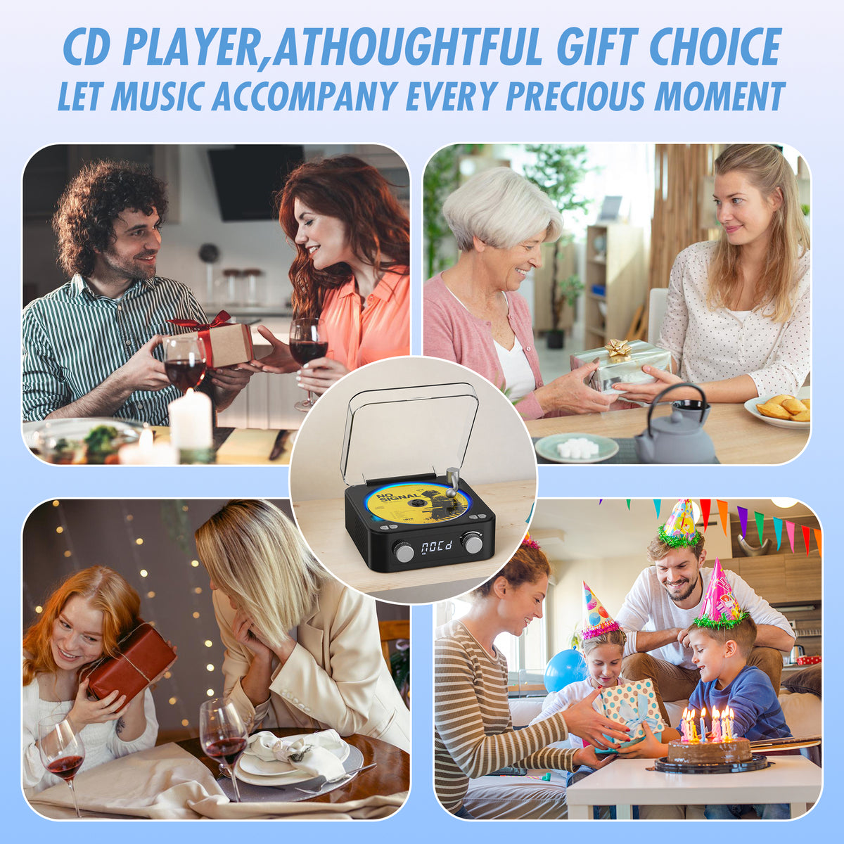 Udreamer CD Players for Home,Digital Portable CD Player with Bluetooth Hi-Fi Stereo Sound,Remote Control, Support AUX/USB, Headphone Jack,Purple