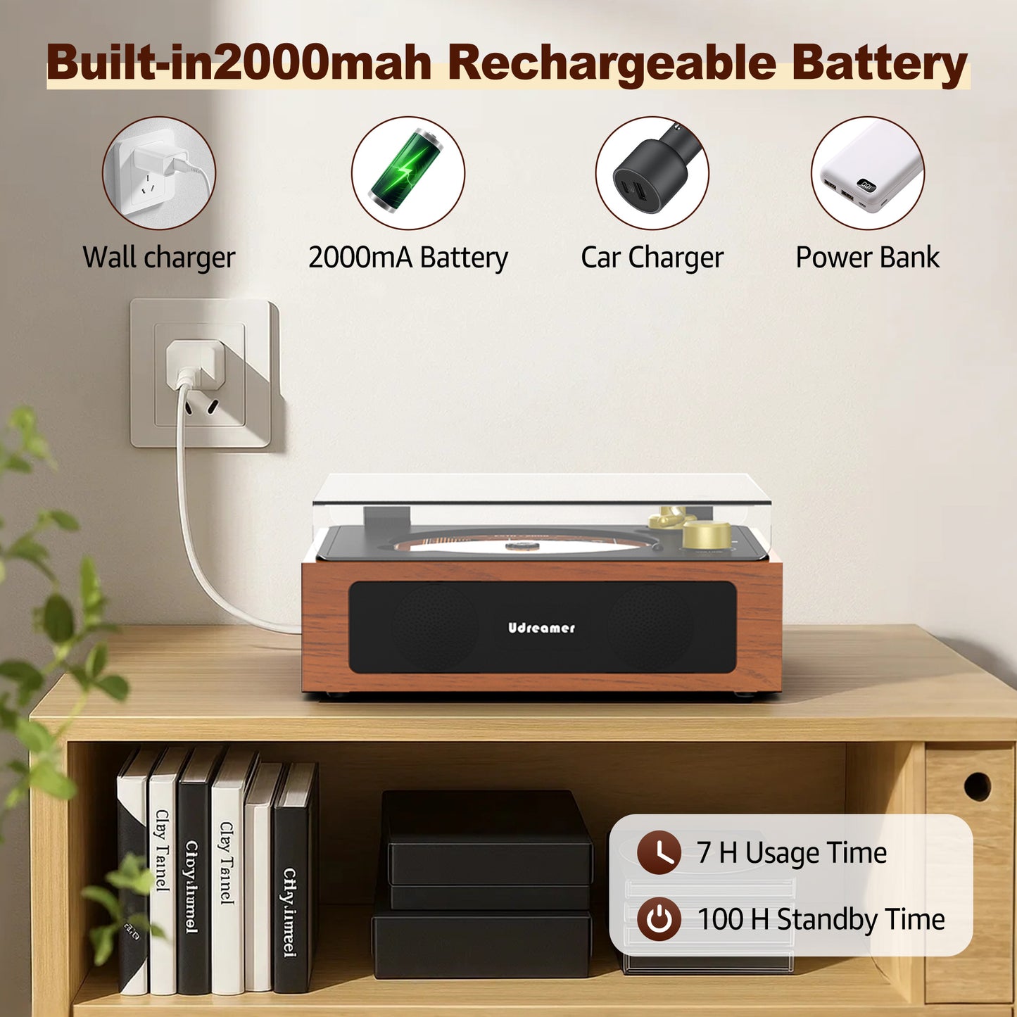 Udreamer CD Players for Home,Portable CD Boombox, Digital Portable CD Player with Bluetooth Hi-Fi Stereo Sound,Remote Control, Support AUX/USB, Headphone Jack, Black