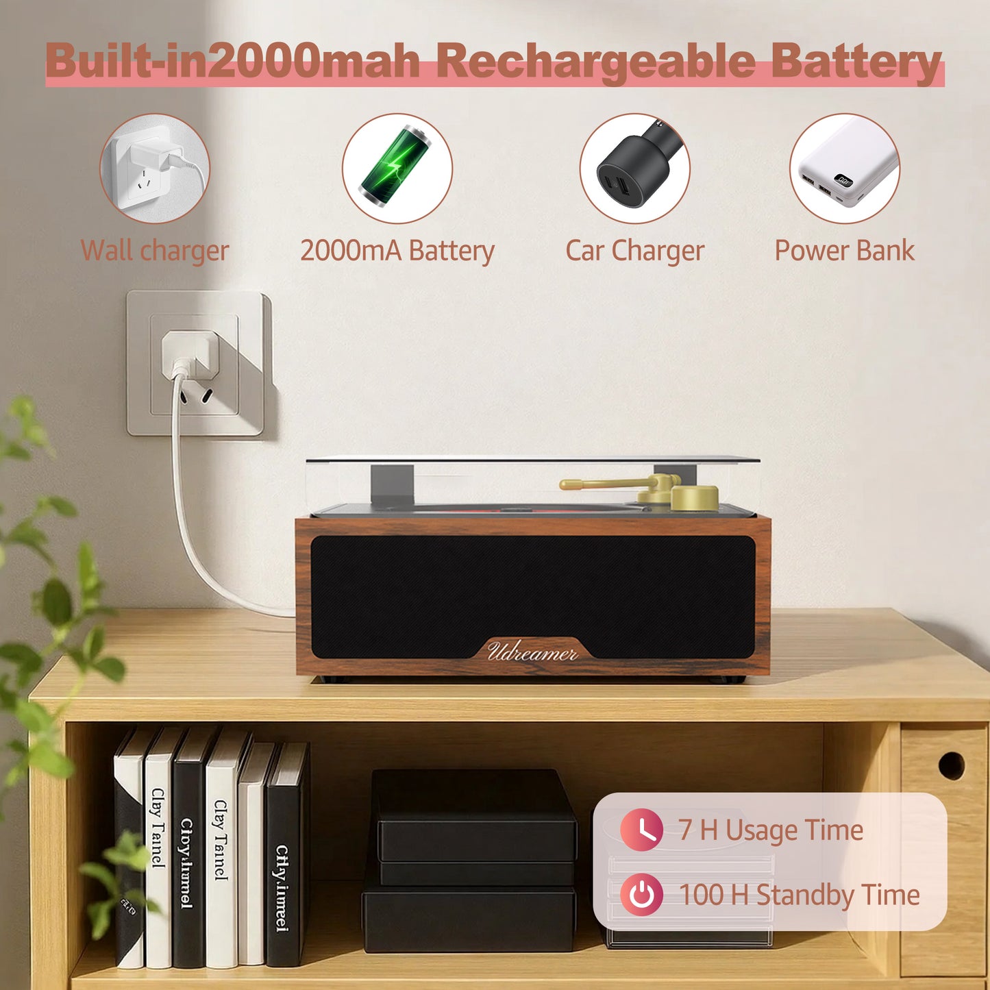 Udreamer Portable CD Players for Home, with Bluetooth &Hi-Fi Stereo Speakers,Remote Control | Black